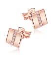 Rectangle Shaped With CZ Stone Silver Ear Stud STS-5527